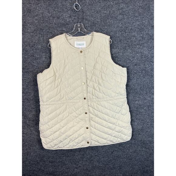 Isaac Mizrahi Jackets & Blazers - Isaac Mizrahi Live Womens Vest Large Cream Quilted Snap Front Pockets Preppy